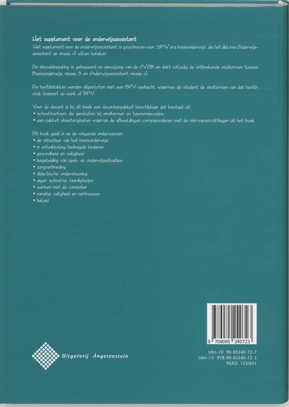Achterkant van Het supplement voor de onderwijsassistent