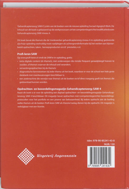Achterkant van Gehandicaptenzorg; SAW 4