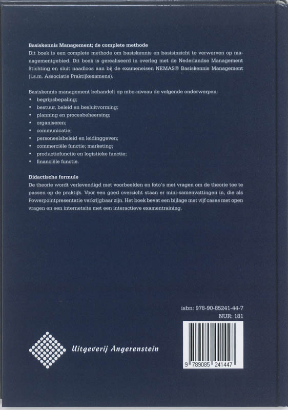 Achterkant van Basiskennis Management