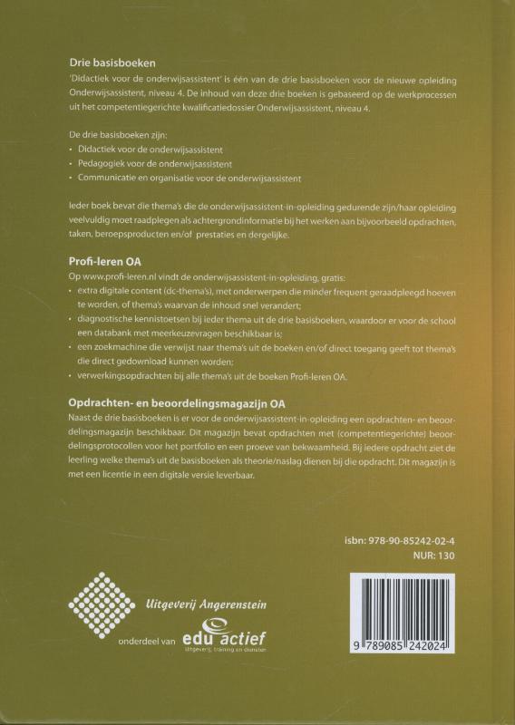 Achterkant van Didactiek voor de onderwijsassistent