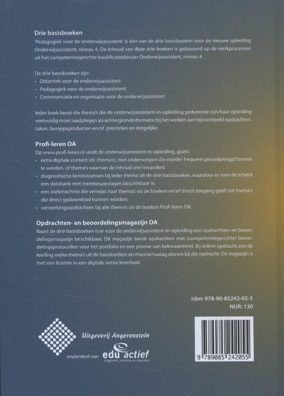 Achterkant van Pedagogiek voor de onderwijsassistent