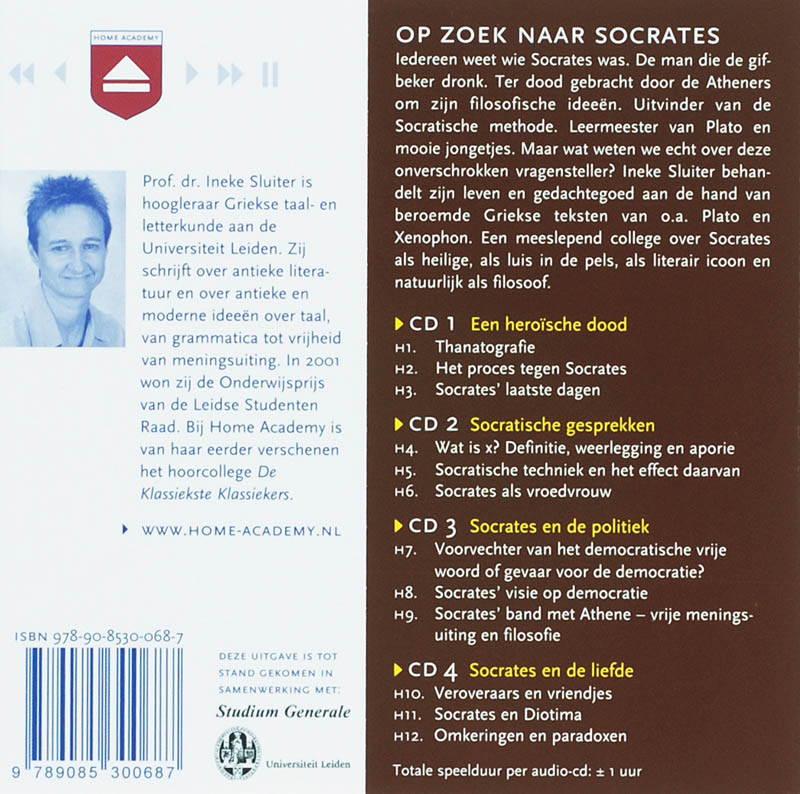 Achterkant van Op zoek naar Socrates