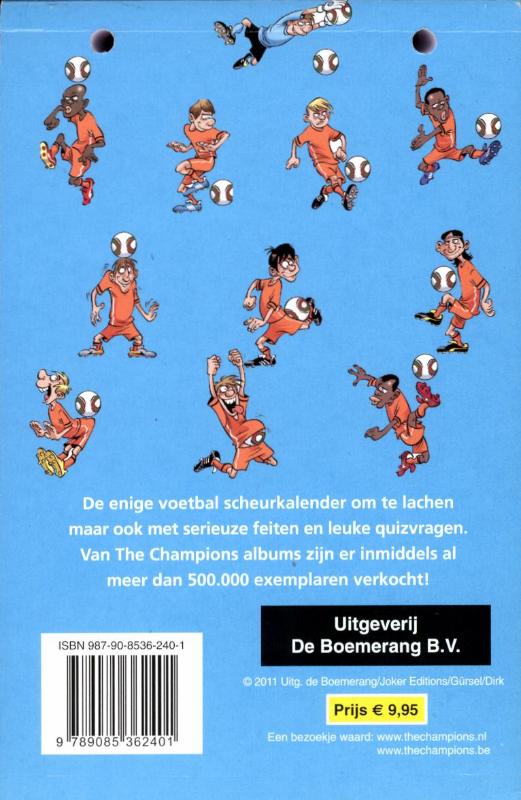 Achterkant van The Champions scheurkalender 2012