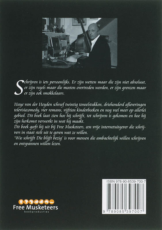 Achterkant van Wie schrijft die blijft, bezig