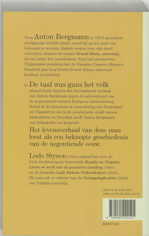 Achterkant van De taal was gans het volk