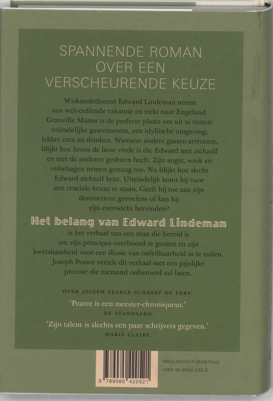 Achterkant van Het belang van Edward Lindeman