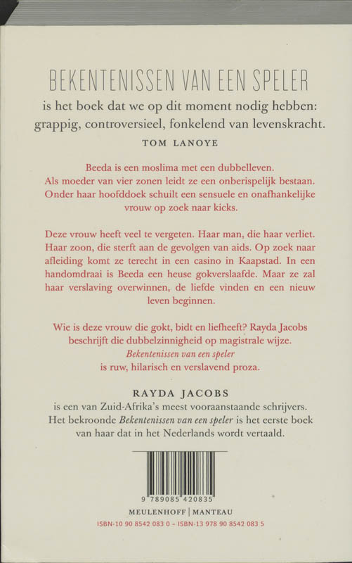 Achterkant van Bekentenissen van een speler