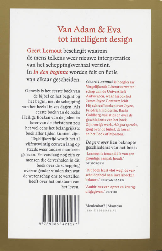 Achterkant van In den Beginne