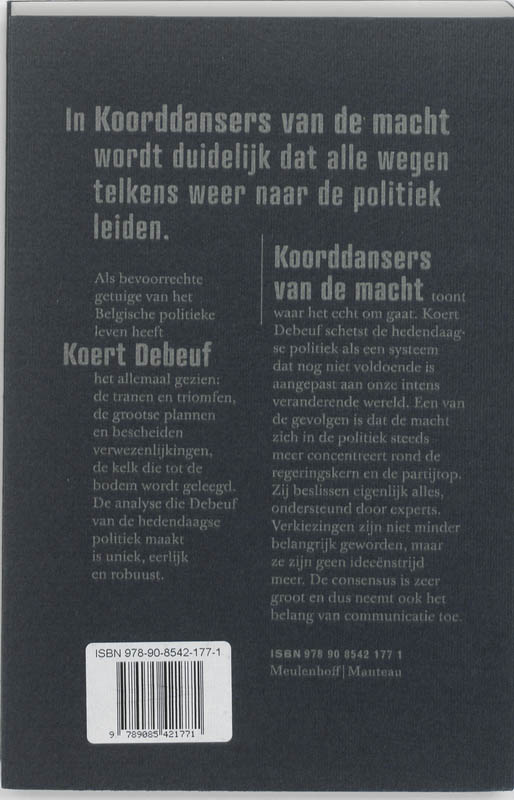 Achterkant van Koorddansers van de macht