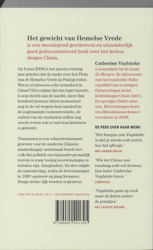 Achterkant van Het gewicht van Hemelse Vrede