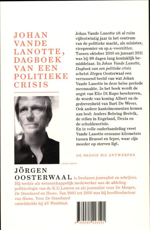 Achterkant van Johan vande Lanotte, dagboek van een politieke crisis
