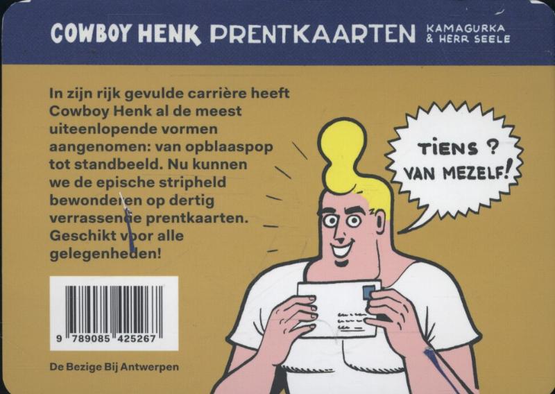 Achterkant van Cowboy Henk-prentkaarten