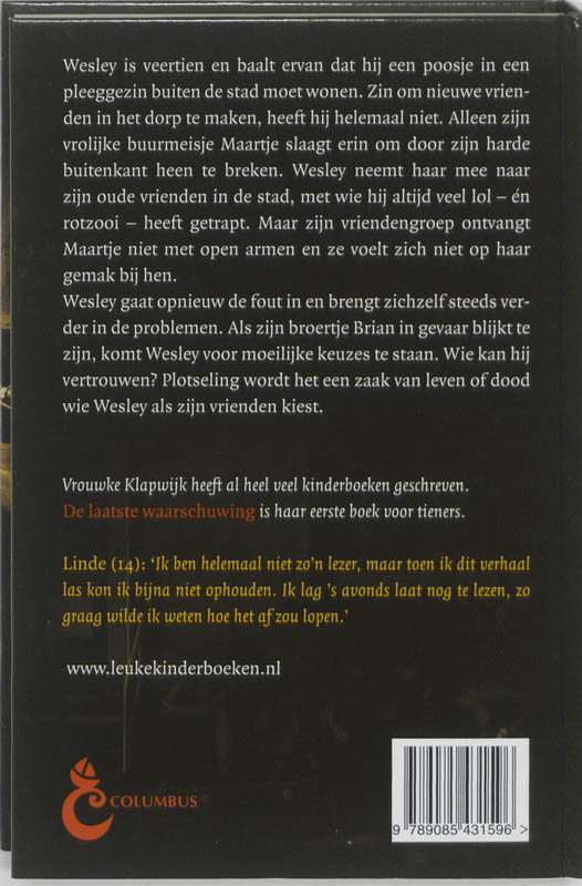 Achterkant van De laatste waarschuwing