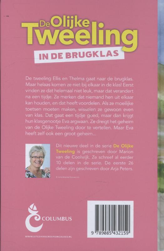 Achterkant van De olijke tweeling in de brugklas