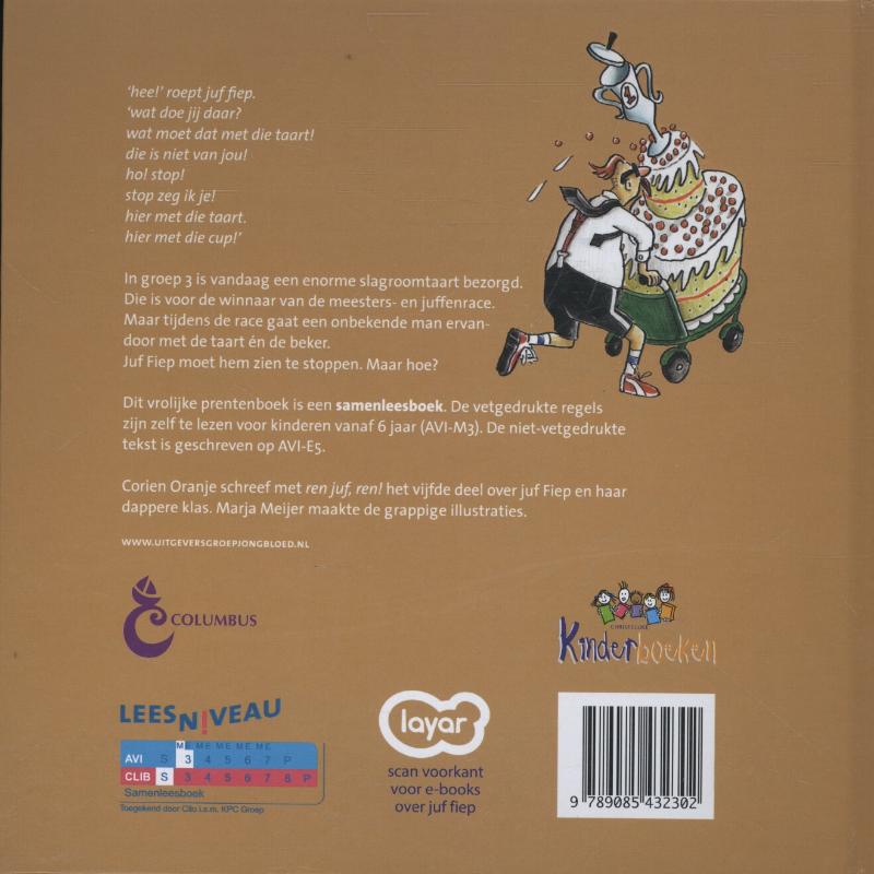 Achterkant van Ren juf, ren