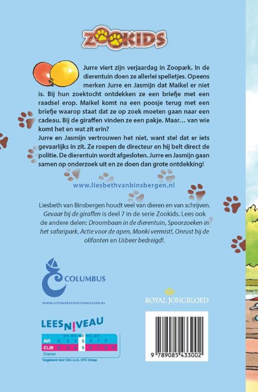 Achterkant van Gevaar bij de giraffen