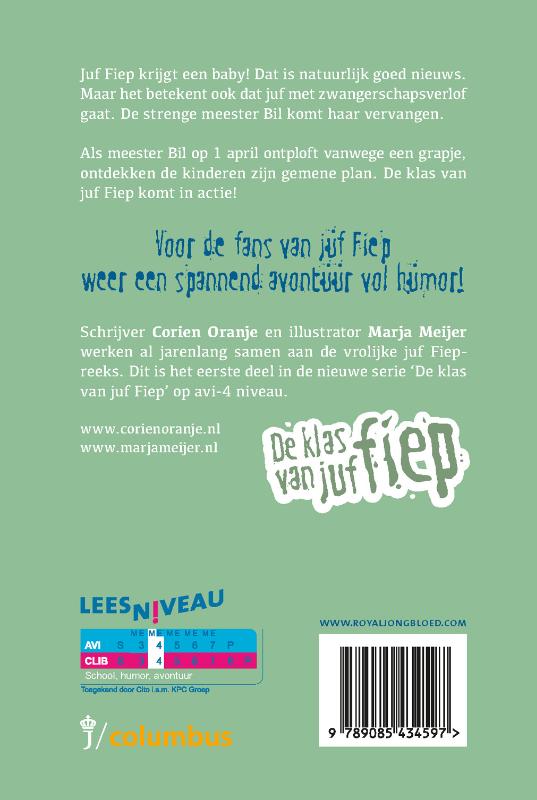 Achterkant van 1 april met meester Bil