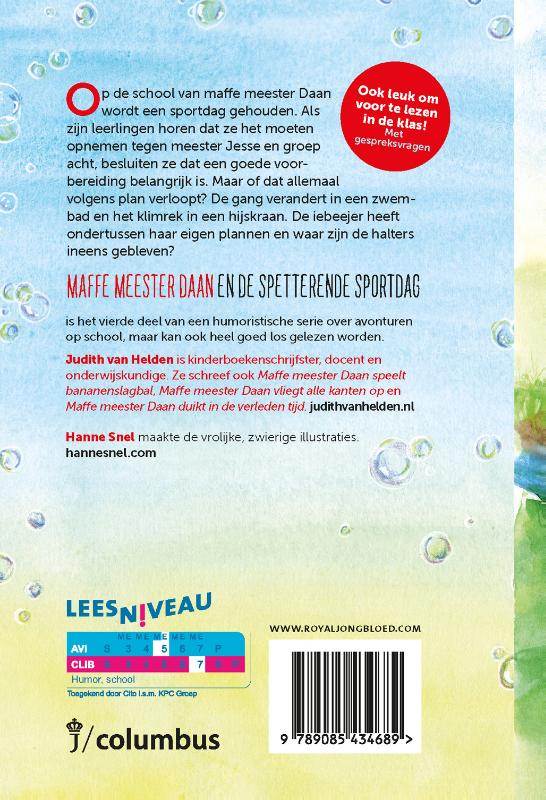 Achterkant van Maffe Meester Daan en de spetterende sportdag