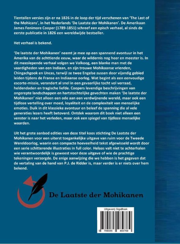Achterkant van De laatste der Mohikanen