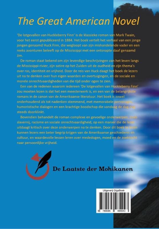 Achterkant van De lotgevallen van Huckleberry Finn