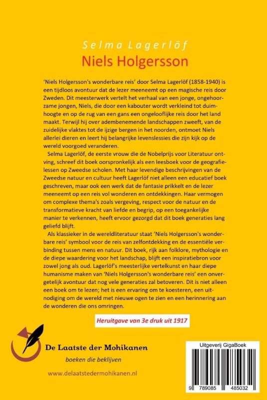 Achterkant van Niels Holgersson's wonderbare reis