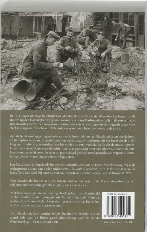 Achterkant van 1914 Dagen van hoop
