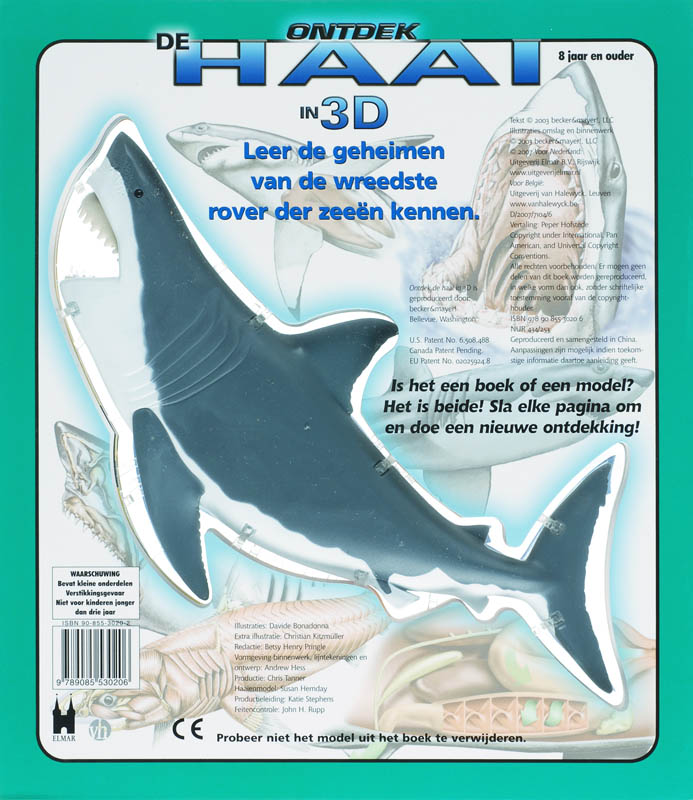 Achterkant van Ontdek de haai in 3 d