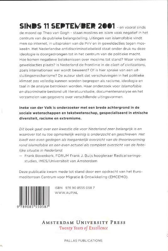 Achterkant van Islamofobie en discriminatie
