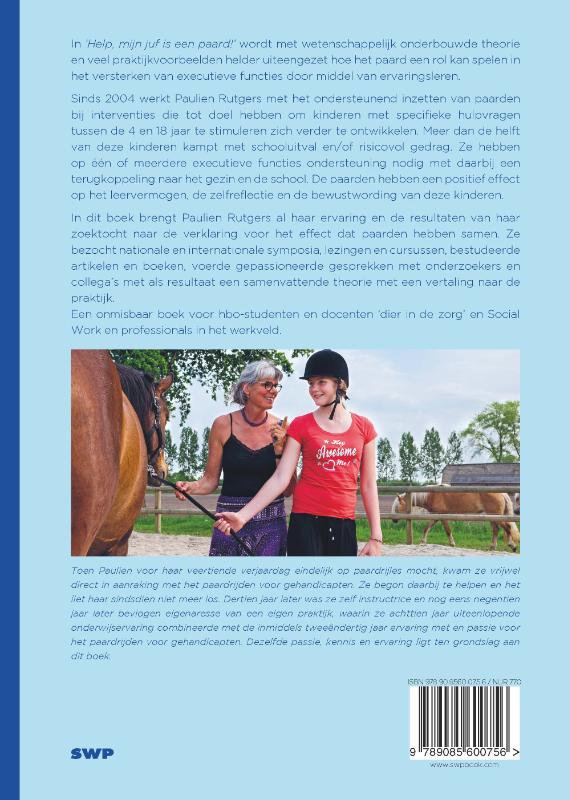 Achterkant van Help, mijn juf is een paard!