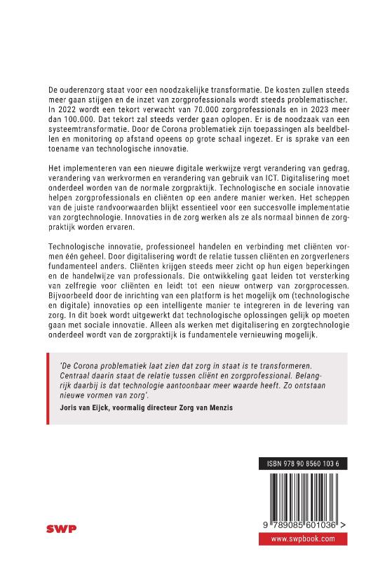 Achterkant van Technologische en sociale innovatie in de ouderenzorg.
