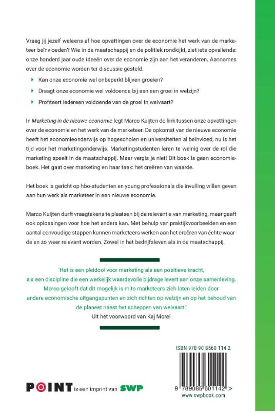 Achterkant van Marketing in de nieuwe economie