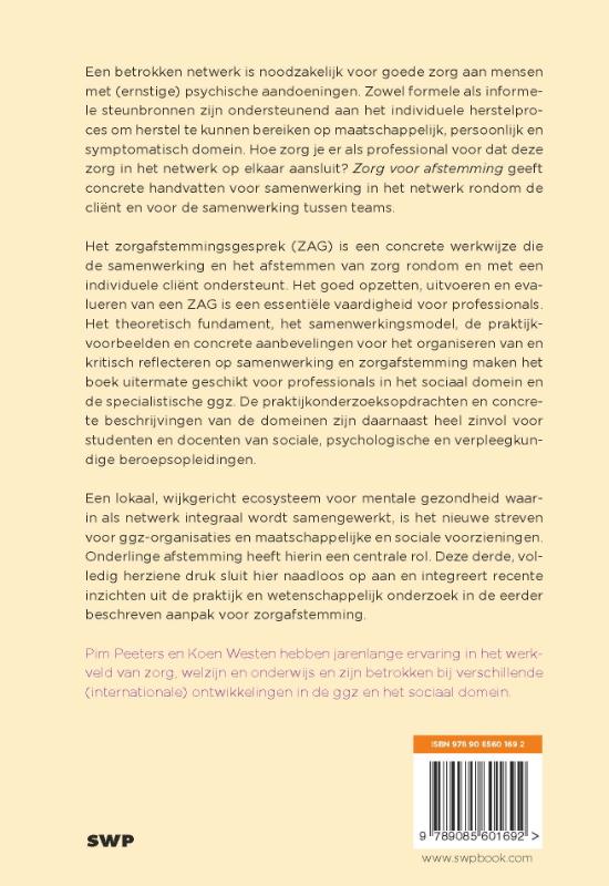 Achterkant van Zorg voor afstemming