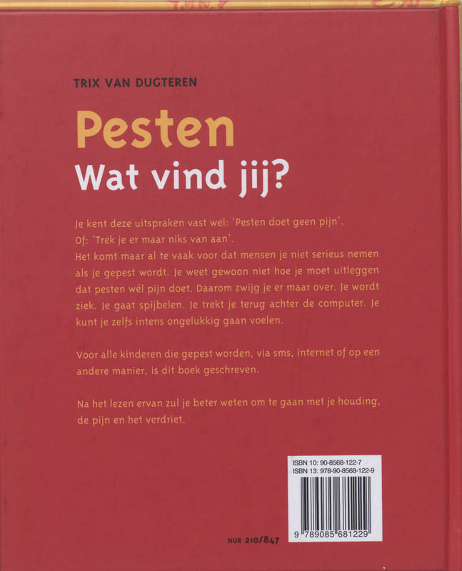 Achterkant van Pesten Wat vind jij?