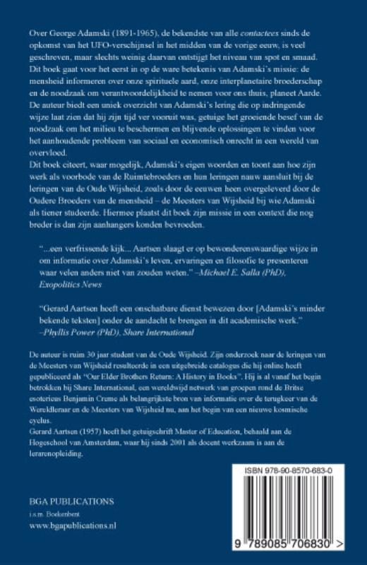 Achterkant van George Adamski - Gezant van de Ruimtebroeders