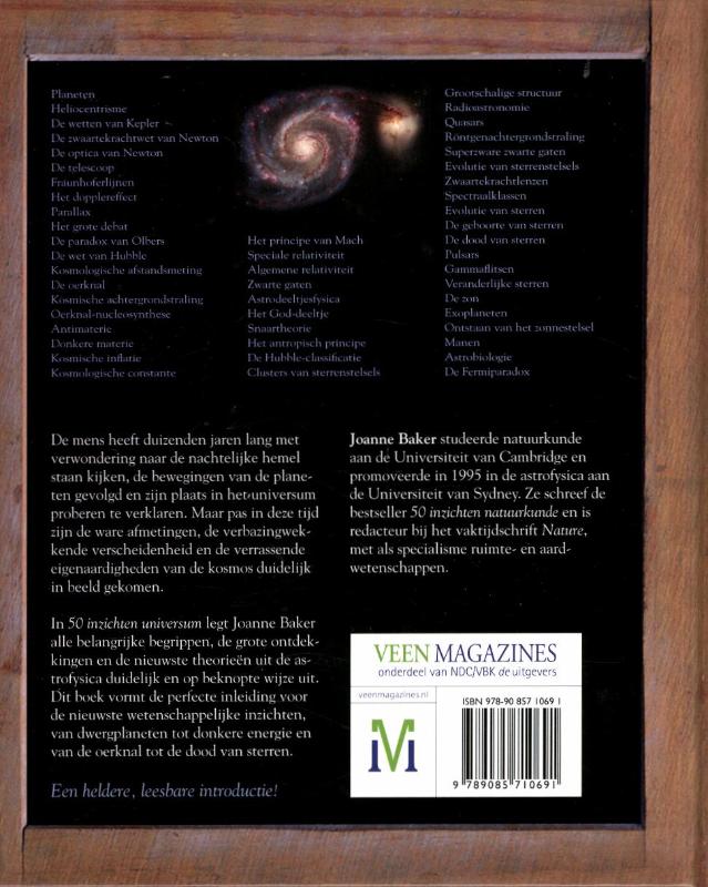 Achterkant van 50 inzichten universum