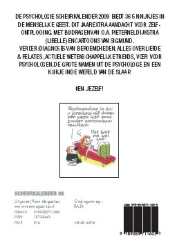 Achterkant van Psychologie Scheurkalender 2009
