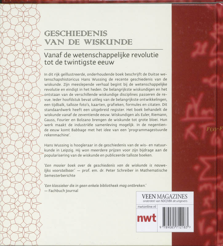 Achterkant van Geschiedenis van de wiskunde tot de 20ste eeuw