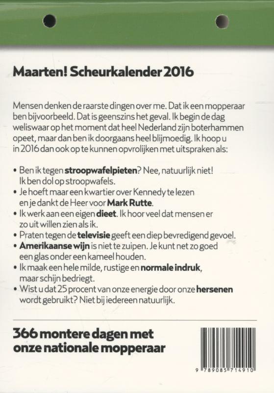 Achterkant van Maarten! Scheurkalender 2016
