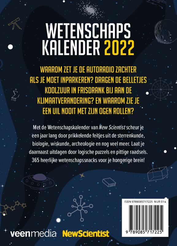 Achterkant van Wetenschapskalender 2022