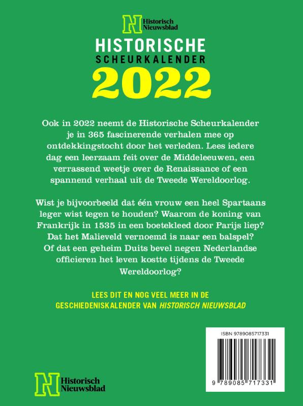 Achterkant van Historische Scheurkalender 2022