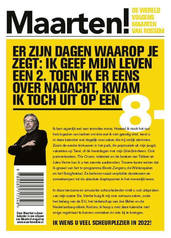 Achterkant van Maarten! Scheurkalender 2022