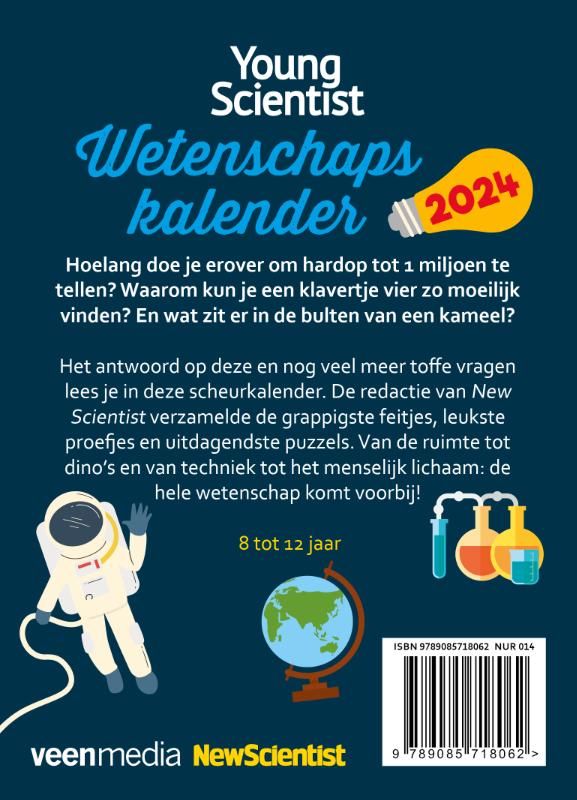 Achterkant van Young Scientist Wetenschapskalender 2024