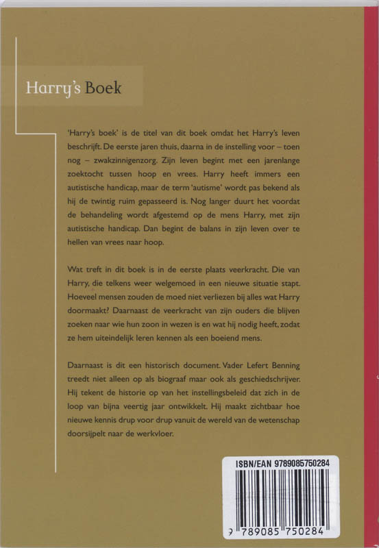 Achterkant van Harry's boek