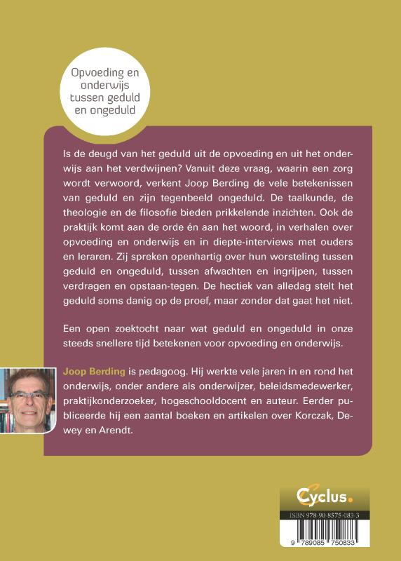 Achterkant van Opvoeding en onderwijs tussen geduld en ongeduld