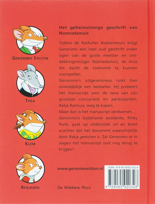 Achterkant van Het geheimzinnige geschrift van Nostradamuis