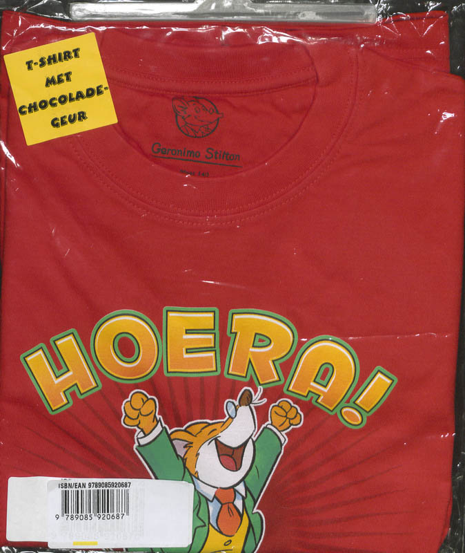 Achterkant van T-shirt met chocoladegeur (mt. 140)