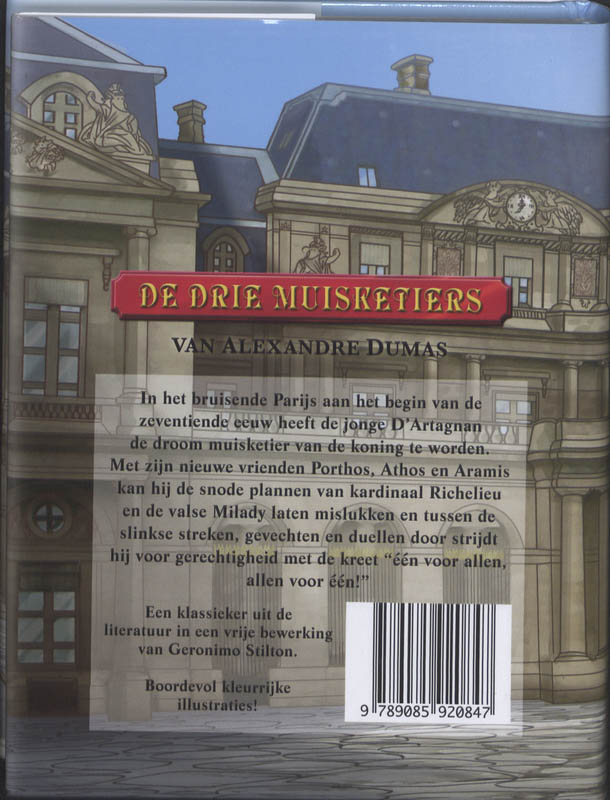 Achterkant van De drie muisketiers