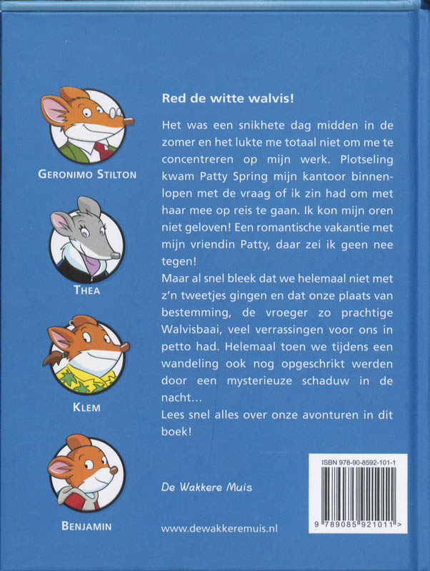 Achterkant van Red de witte walvis!