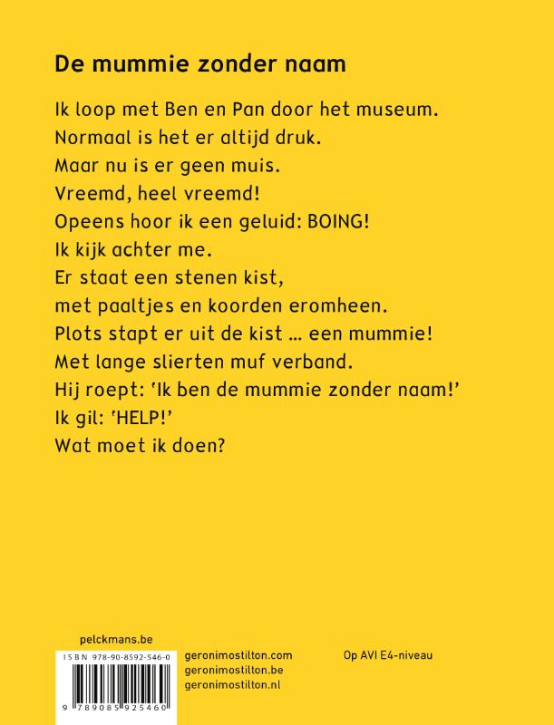 Achterkant van De mummie zonder naam