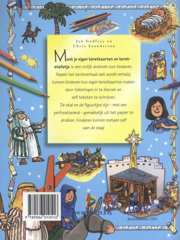 Achterkant van Maak je eigen Kerstkaarten en kerststalletje